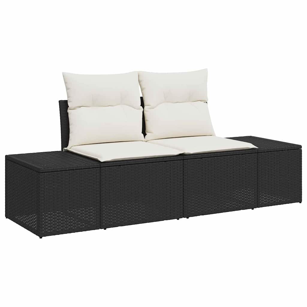 Garten-Sofa-Set mit Speicher 8 pcs Schwarz Poly Rattan
